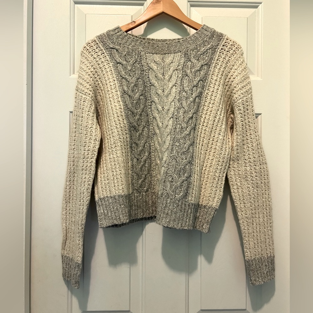 Anthropologie Sleeping On Snow Cable Knit Colorblock Sweater